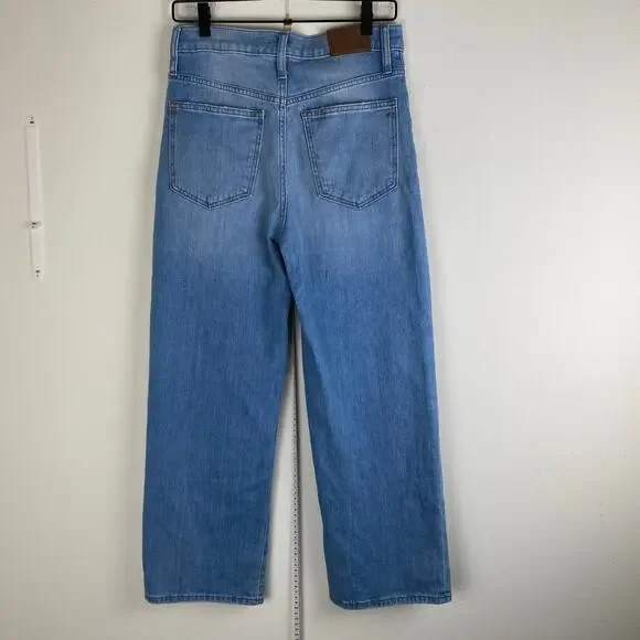 Madewell Slim Wide Leg Jeans Size 27 Eastwick Blue Crop Stretch Denim Staple - Picture 9 of 14
